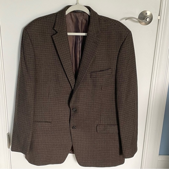 Lauren Ralph Lauren Brown Wool Houndstooth Sport Coat Blazer Jacket 47159 - Picture 5 of 13